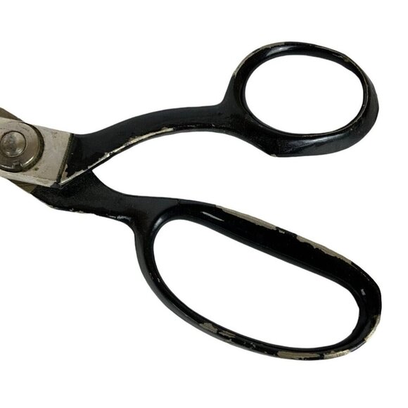 Wiss 9 inch Pinking Shears Black & Silver Vintage Drop Handle Newark NJ USA - Picture 6 of 7